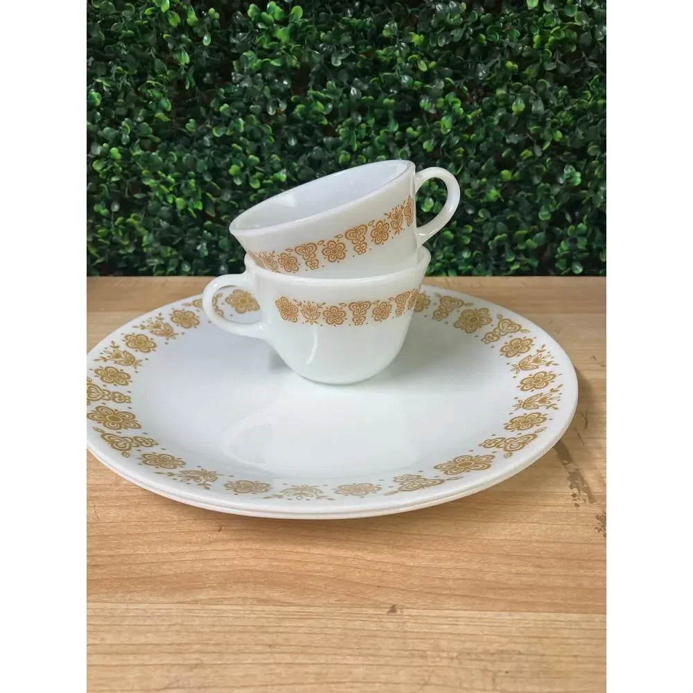 Vintage Corelle Butterfly Gold Cups and Plates